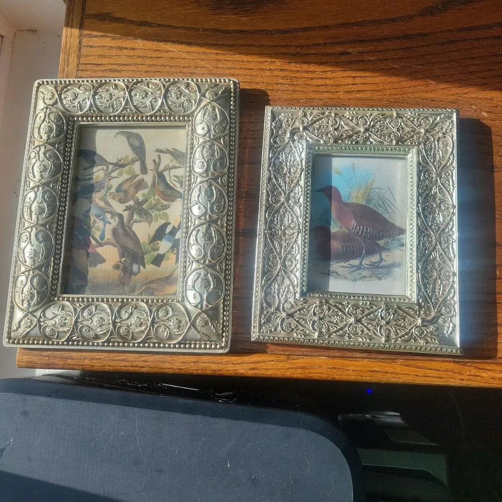 Vtg Ornate Picture Frame Lot 3.5x5 4x6 Baroque Rococo Silver Tone Resin Tabletop